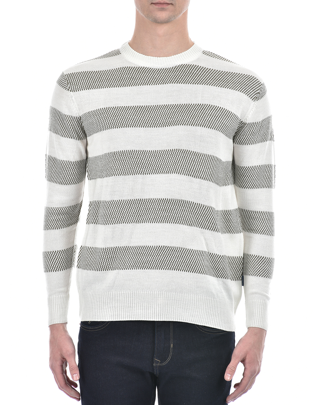 Numero Uno Men Striped White Sweater